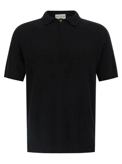 Ma'ry'ya Spongy Cotton Blend Polo Shirt In Black