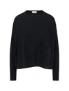 Ma'ry'ya Black Knit Sweater With Round Neckline And Ribbed Finishes In Black