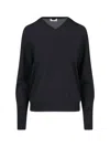 Ma'ry'ya Classic Black Knit Sweater With Round Neckline In Black