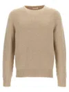 Ma'ry'ya Cashmere Blend Wool Sweater With Ribbed Detailing In Neutral