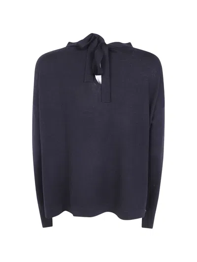 Ma'ry'ya Tie-fastening Merino Sweater In Blue