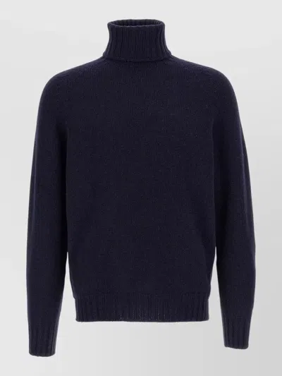 Ma'ry'ya Turtleneck Sweater Long Sleeves Ribbed Trims In Blue