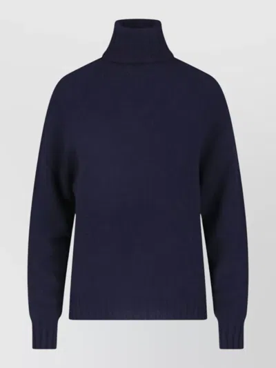 Ma'ry'ya Turtleneck Sweater Long Sleeves Ribbed Trims In Blue