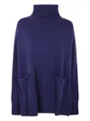 Ma'ry'ya Two-pocket Roll-neck Sweater In Blue