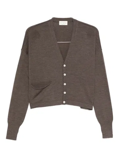 Ma'ry'ya V-neck Buttoned Cardigan In Brown