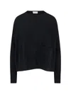 Ma'ry'ya Black Knit Sweater With Round Neckline And Ribbed Finishes In Black