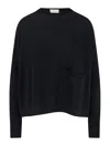 Ma'ry'ya Black Knit Sweater With Round Neckline And Ribbed Finishes In Black