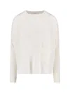 Ma'ry'ya Soft Knit Sweater In Virgin Wool And Cashmere Blend In White