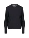 Ma'ry'ya Classic Black Knit Sweater With Round Neckline In Black