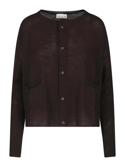 Ma'ry'ya Cropped Virgin Wool Cardigan With Button Closure In Brown