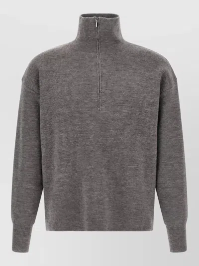 Ma'ry'ya Half-zip Dropped-shoulder Sweater In Gray