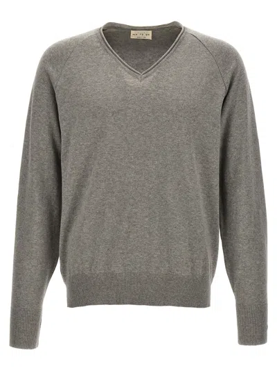 Ma'ry'ya V-neck Cotton Sweater In Gray