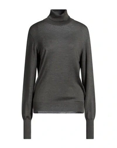 Ma'ry'ya Woman Turtleneck Military Green Size M Merino Wool, Silk, Cashmere In Gray