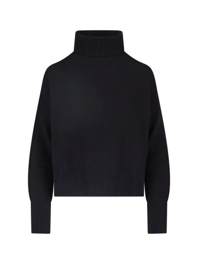 Ma'ry'ya Black Virgin Wool-cashmere Ribbed Turtleneck