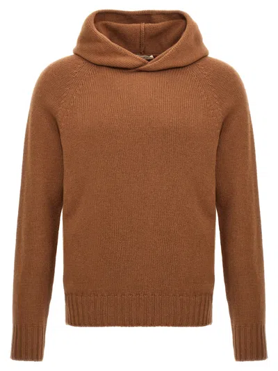 Ma'ry'ya Wool Blend Hoodie In Camel
