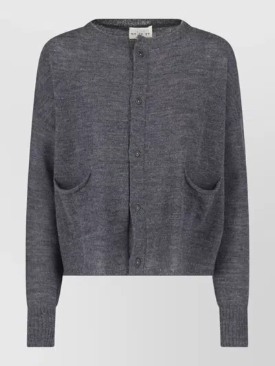 Ma'ry'ya Virgin Wool Cardigan With Round Neckline And Button Closure In Multi