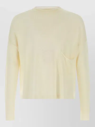 Ma'ry'ya Wool Knit Crew Neck Sweater Pocket In Multi
