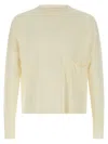 Ma'ry'ya Wool Sweater With Relaxed Fit And Chest Pocket In Neutral