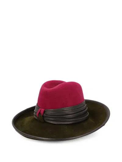 Pre-owned Marzi Decorative-belt Fedora Hat In Red