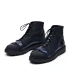 Mas Laus Men's Black / Blue Hight Top Sneakers, Black & Navy Blue In Black/blue