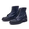Mas Laus Men's Black / Blue Zip-up Boots - Cinema In Black/blue
