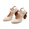Mas Laus Women's "michelangelo Heels With Exclusive Wooden Heels - Off White" In White