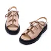 Mas Laus Women's Neutrals "artemisia Lace Up Sandals With Buckle - Nude" In Brown