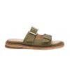 Mas Laus Women's Open Toe Sandals - Green Suede