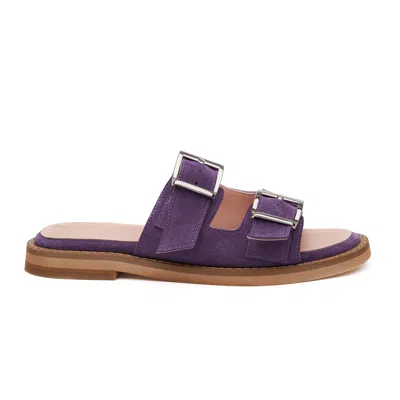 Mas Laus Women's Pink / Purple Open Toe Suede Sandals - Violet