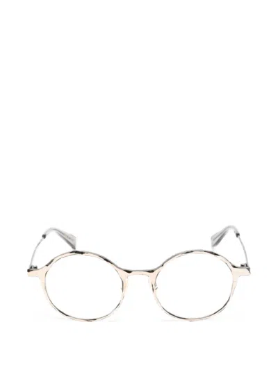 Masahiro Maruyama Hammered-effect Round-frame Glasses In Silver