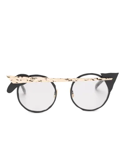 Masahiromaruyama Sculpted Round-frame Sunglasses In Black
