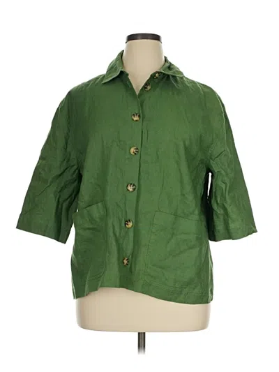 Pre-owned Masai 3/4 Sleeve Button Down Shirt In Green