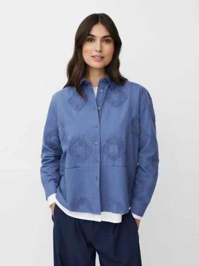Masai Copenhagen 100% Cotton Long Sleeve Collared Shirt In Blue