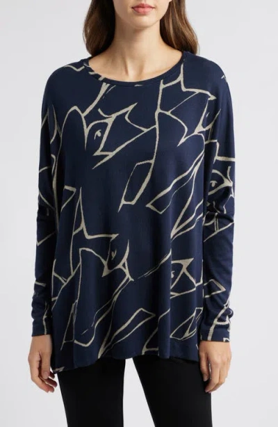 Masai Copenhagen Barr Relaxed Knit Top In Navy Blazer