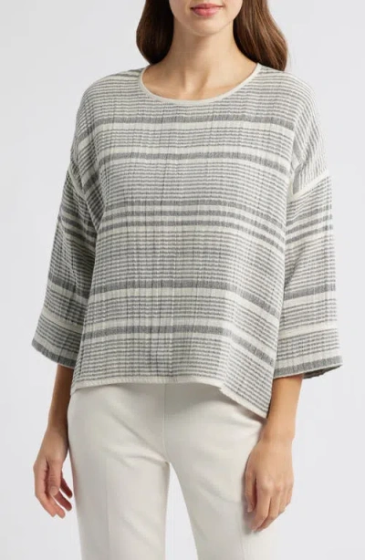 Masai Copenhagen Beccato Texture Stripe Top In Fog