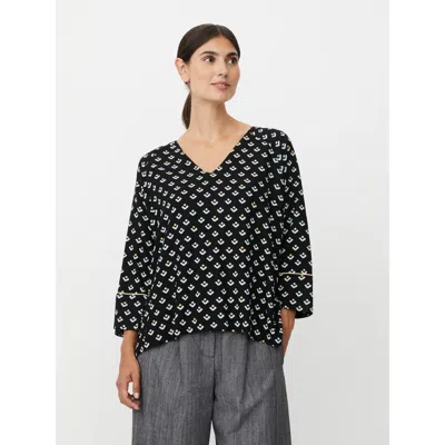 Masai Copenhagen Beniko V-neck Printed Blouse In Black