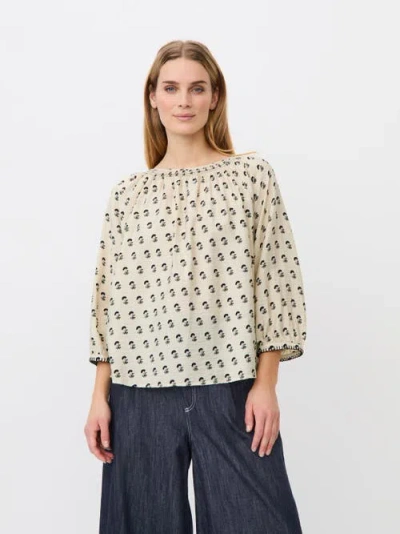 Masai Copenhagen Boat Neck Gathered Blouse In Neutral