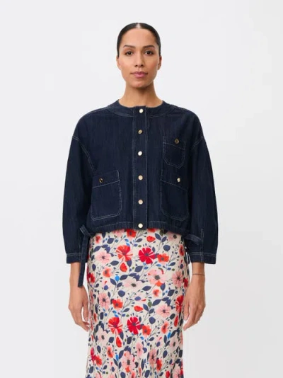 Masai Copenhagen Cropped Button-front Jacket In Blue
