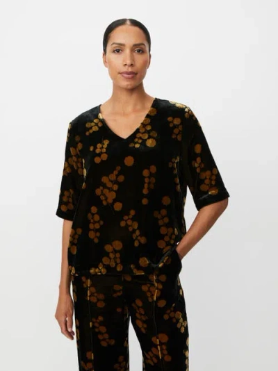 Masai Copenhagen Estela V-neck Short Sleeve Blouse In Brown