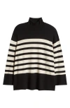Masai Copenhagen Fasoni Stripe Mock Neck Sweater In Black/ Jet