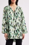 Masai Copenhagen Givula Abstract Print Long Sleeve Tunic In Dark Lichen Green