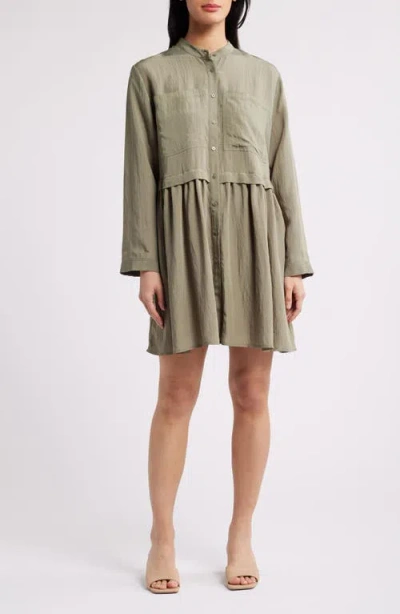 Masai Copenhagen Ilenia Long Sleeve Shirtdress In Dark Lichen Green