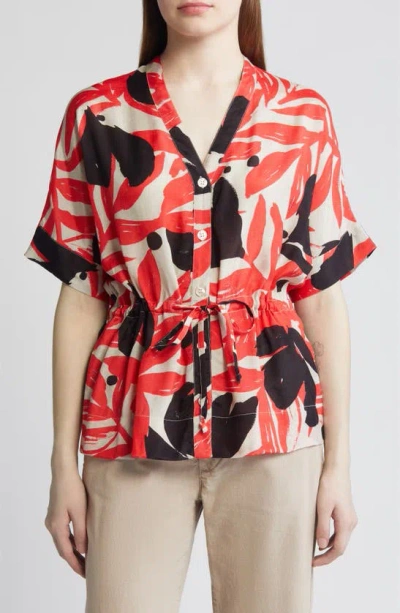 Masai Copenhagen Irekana Button-up Top In Hibiscus