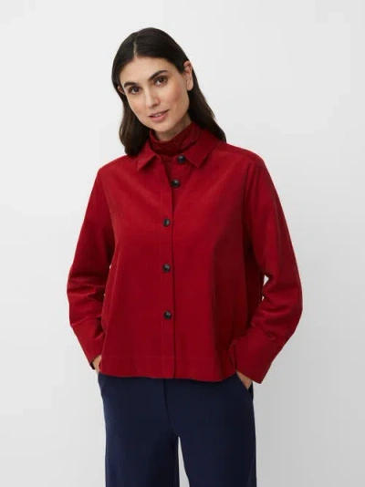 Masai Copenhagen Long Sleeve Collared Velvet Shirt In Red