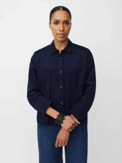 Masai Copenhagen Long Sleeve Collared Velvet Shirt In Blue
