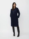 Masai Copenhagen Long Sleeve Crew Neck Zip Midi Dress In Blue