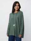 Masai Copenhagen Long Sleeve Round Neck Knit Sweater In Green