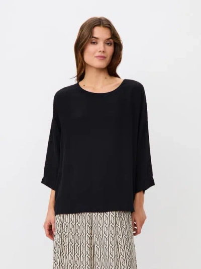 Masai Copenhagen Mabecca Round Neck Draped Blouse In Black