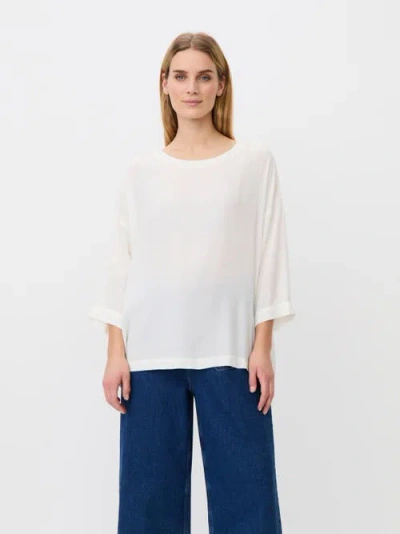 Masai Copenhagen Mabecca Round Neck Draped Blouse In White
