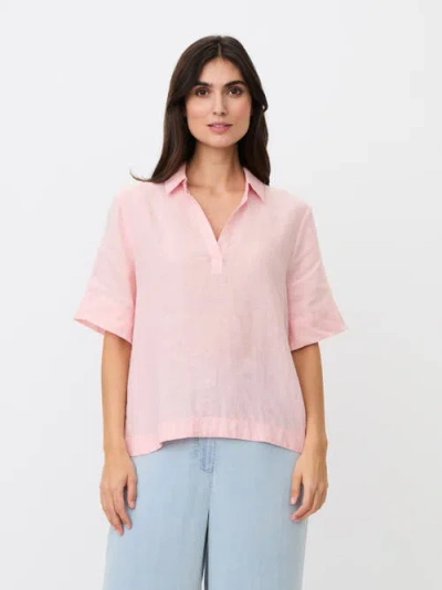 Masai Copenhagen Mabrevia Relaxed Linen Collared Shirt In Pink